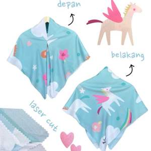 Voal Printing Instan Anak Motif Unicorn Sage / Hijab Instan Anak Motif Lucu