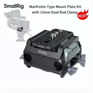 SmallRig 5366 Manfrotto-Type Mount Plate Kit15mm Dual Rod Clamp for Follow Focus Matte Box & 501 Tripod V-Mount Battery Plate