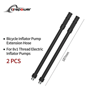 2Pcs Black Bicycle Electric Inflator Pump Extension Hose Presta and Schrader Valve suit for 8v1 Thread Electric Inflator Pumps
