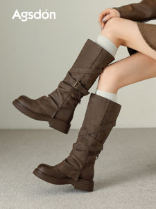 Agsdon | Thick Sole Slim-Fitting Over-the-Knee Boots
