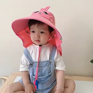 Kids Sun Hat Sunshade Hat UV Protection With Mesh And Adjustable Strap Bucket Hat Outdoor Summer Cap