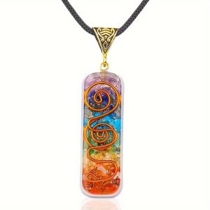 1pcs 7-chakra reiki stone pendant necklace yoga balancing stone bead jewelry colorful stone pendant with leather necklace chai