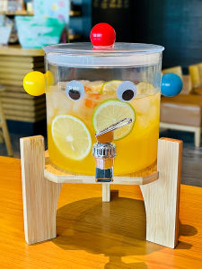 For Home Large Capacity Cold Water Pot High Temperature Resistant Glass Cocktail Shaker Barrel with Faucet Making Tea Water Pitcher Cola Beverage Tea Barrel