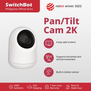 SwitchBot Pan/Tilt Cam 2K - Smart Indoor Security Camera | 360° View | Night Vision | No Subscription