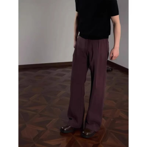 Cleanfit High Street Mens Wide Leg Straight Cut Trousers Drapey Comfortable Casual Long Pants Old Money Style Youth Fashion