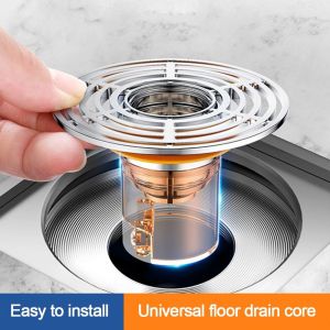 Self-Closing Odor and Insect Proof Floor Drain Core Diam 33-45mm Removable Shower Drain Cover Hair Filter Anti Odor Water Backflow Sewer Strainer Plug