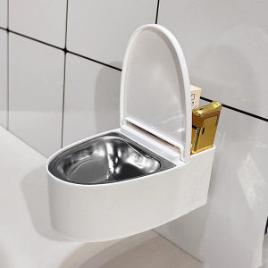 ที่ปิดภาชนะติดผนังที่เขี่ยบุหรี่ทรงห้องน้ำแบบมีกาวในตัวที่เก็บของในบ้านกล่องเครื่องทำบุหรี่สุดสร้างสรรค์