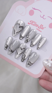 [M268] KimSu Nailbox Mắt Mèo Ánh Nước Bạc Vẽ Gel Nổi Tráng Gương