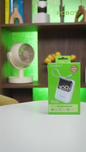 VR~ROBOT Mini Powerbank 9.000mAh RT16 LED Display dengan 2 Kabel Lightning Type C Original - Garansi 1 Tahun