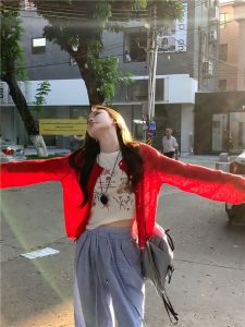 Red Small Sized UV Protection Summer Cardigan