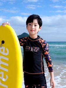 Đồ Bơi Bé Trai Dài Tay Habi Fashion HB2409 Bộ Bơi Bé Trai Họa Tiết SURF Chất Liệu Co Giãn Cho Bé Từ 16-52kg