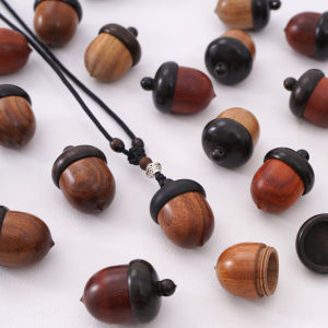 1Pc 21x31mm Sandalwood Pine Cone Shaped Pendant Portable Storage Container for Jewelry DIY Keychain Necklace Charms Accessories