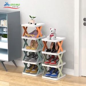Multi-Tier Space-Saving Shoe Rack with Durable Plastic Shelves and Rounded Corners