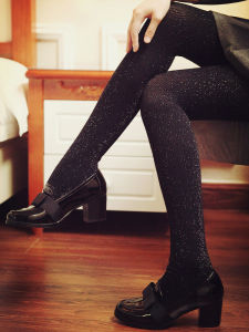 ถุงน่องสีเงินประกายแวววาวแบบหนาพิเศษสำหรับฤดูใบไม้ผลิและฤดูใบไม้ร่วงถุงน่องกางเกงผู้หญิงถุงน่องสีดำถุงน่องสีดำติดมุกสีเงินสำหรับผู้หญิง