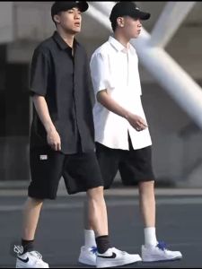 🚚85-135KG🚚เสื้อผู้ชายไซส์ใหญ่ 4XL-8XL เสื้อเชิ้ตผู้ชายอ้วน แขนสั้น คอปก ระบายอากาศดี แบบเรียบง่าย คนอ้วนก็ใส่ได้