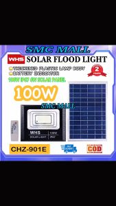 WHS 2Year Warranty 100W Solar Led Outdoor Flood Light Street Lamp IP67 Waterproof With Remote Battery Indicator CHZ-901E