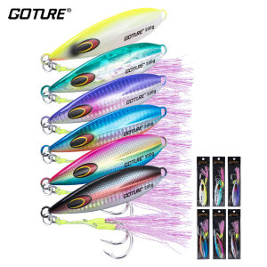Goture 6pcs Fishing Jigs Saltwater Fishing Lures Vertical Slow Pitch Metal Spoon Bait with Assist Hooks for Tuna Bass Grouper