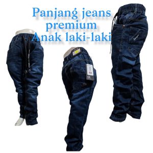 CELANA PANJANG JEANS POLOS PREMIUM ANAK LAKI-LAKI//PINGGANG FULL KARET//4-12 TAHUN//COD//AGO KIDS