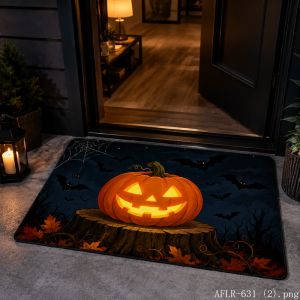 VIKAMA Halloween Pumpkin Entryway Mat Soft Non Slip Indoor Outdoor Bathroom Rug Home Decor