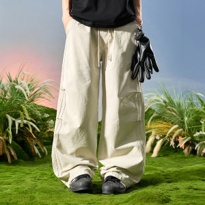 American Casual Style 3 Stripes Loose Straight Pants
