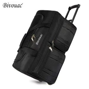 Bivouac Ultra Large Capacity Oxford Cloth Folding Luggage Carry-On Bag for Travel And Moving Abroad with Pull Rod