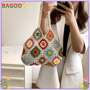 Túi Đeo Vai Nữ Móc Hoa Thủ Công Boho Sang Trọng Túi Tote Đan Rỗng Túi Xách Đi Biển Phong Cách Dân Tộc Retro Ví Mua Sắm Du Lịch Cho Nữ