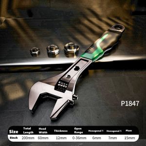 8/10/12 inch Adjustable Wrench Wide Opening Chrome Vanadium Alloy Universal Spanner with Scale Marked for Bathroom Pipe Tool