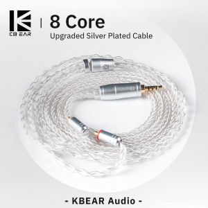 Kbear | KBEAR 8 Core Upgraded Silver Wired Earphone Cable 2PIN/MMCX/QDC Gaming Headphones Earbuds Headset KBEAR KS1 KS2 TRI Meteor IEMs