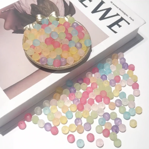 Beadia Akrilik Transparan Scrub Matte Manik -Manik Bundar Diy Kalung Gelang Diy Manik -Manik