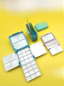 Portable Mini Watercolor Paint Box 12 Colors 24 Colors Travel Solid Set Palette Sketching Tool Flip Cover Design Creative Stationery