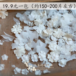 White Creative 3D Heat Cut Flower Petals Mixed A69 Wedding Dress Accessories Fabric Embellishments DIY Sewing Materials