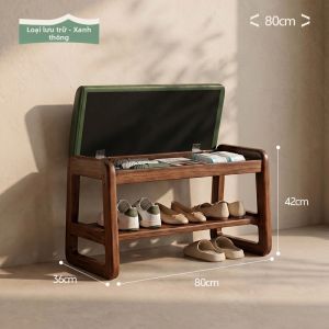 ZHUSHANXIA | Ghế Đôn Để Giày Gỗ Nguyên Khối và Kệ Để Giày