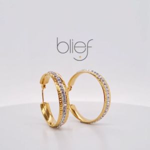 Blief Plus+ QPP Shinning Rainbow Dotted Patterned Hoop Earrings Classic 24 Karat Gold or Medical Grade Stainless Steel Subang Telinga