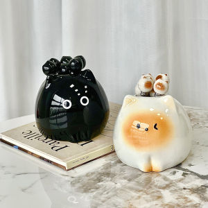 Adorable Siamese Cat Stainless Steel Fruit Fork Set Child Safe Dessert Small Fork Storage Canister Reusable Dining Utensils