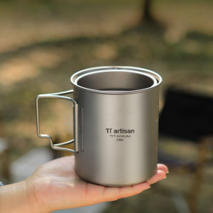 Tiartisan Titanium 750ml Foldable Coffee Mug Tea Cup With Lid Outdoor Camping Hiking Ultralight Portable Hanging Boiling Pot