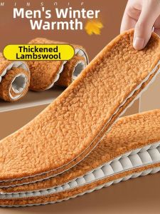 Warm Lamb Wool Extra Thick Latex Mens Insoles