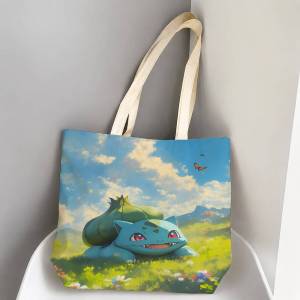Bandai | Pokemon Future Pokemon Storage Bags Tote Bag Travel Summer Beach Shoulder Bag Reusable Grocery Shopping Bag Anime Artwork