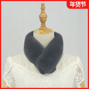 New Fashionable Thickened Rabbit Fur Scarf Womens Winter Warm Self-absorbing Buckle Scarf Neck Warmer Korean Style