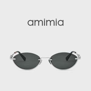 amimia | Uv Protection Metal Semi Rimless Oval Sunglasses