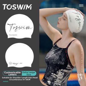 toswim | Waterproof No Binding Large Head Long Hair Swim Cap for Women Silicone