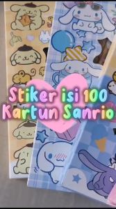 STIKER ISI 100 PET MOTIF KARTUN KUROMI CINNAMOROLL MY MELODY POMPOMPURIN LOTSO UNTUK SCRAPBOOK DIY JOURNALING