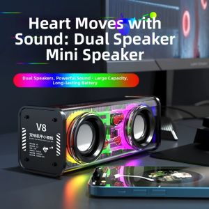 Transparent Mecha Small Cannon Bluetooth Speaker Outdoor Mobile Wireless Bluetooth Sound Gift 322D Double Speaker Neodymium Magnet