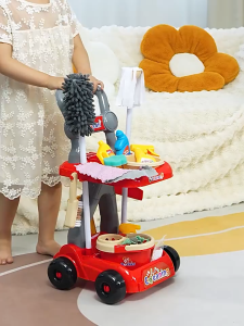 Kids Pretend Play Mop Cleaning Toy Set Realistic Vacuum Cleaner and Sweeping Tools for Boys and Girls