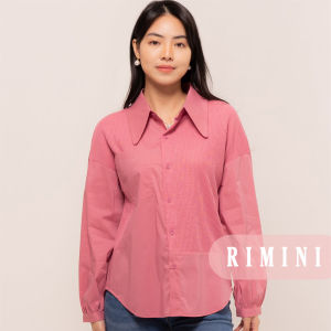 RIMINI - Kemeja Wanita Lengan Panjang Katun Premium Size S-3XL - Mesya Rib Mix Top 7005-2