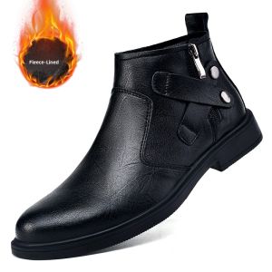 NUDANLAI | Warm Large Size Leather Chelsea Boots 47/48