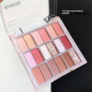 18 Color Makeup Eye Shadow Plate Daily Light Makeup Pure Desire Style Matting Agent Color Purple Low Saturation Crouching Silkworm Pearl Thin and Glittering