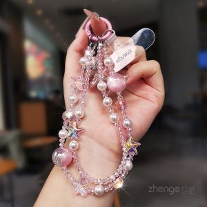 สร้อยข้อมือสตางค์พร้อมสายคล้องโทรศัพท์มือถือแบบลำลอง สร้อยข้อมือแบบสะท้อนแสงสีครึ่งชีวิตสไตล์ไฮเอนด์สำหรับผู้หญิง สร้อยคอแบบมีซิปสองสายใหม่