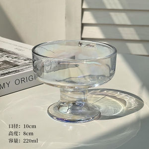 High Value Glass Dessert Bowl Home Ice Cream Snow Cone Pudding Fruit Bowl Yogurt Cup Korean Style Pure Color Dining Utensils