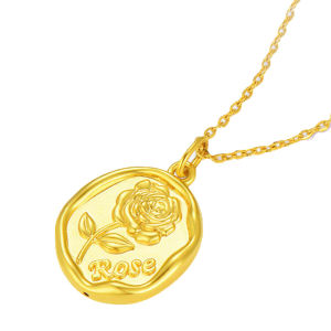 CTS 18K Gold Rose Flower Necklace Fashion Simple Romantic Pendant For Womens Gift CHOW TAI SENG 周大生 K0GC0159 (Free S925 Chain)