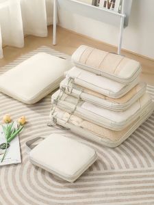 5 in 1 Tas Travel Compression Packing Cubes Secret Pouch Set Luggage Organizer Tas Koper Expandable Storage Bag Tas Penyimpanan Kompresi Travel Bag